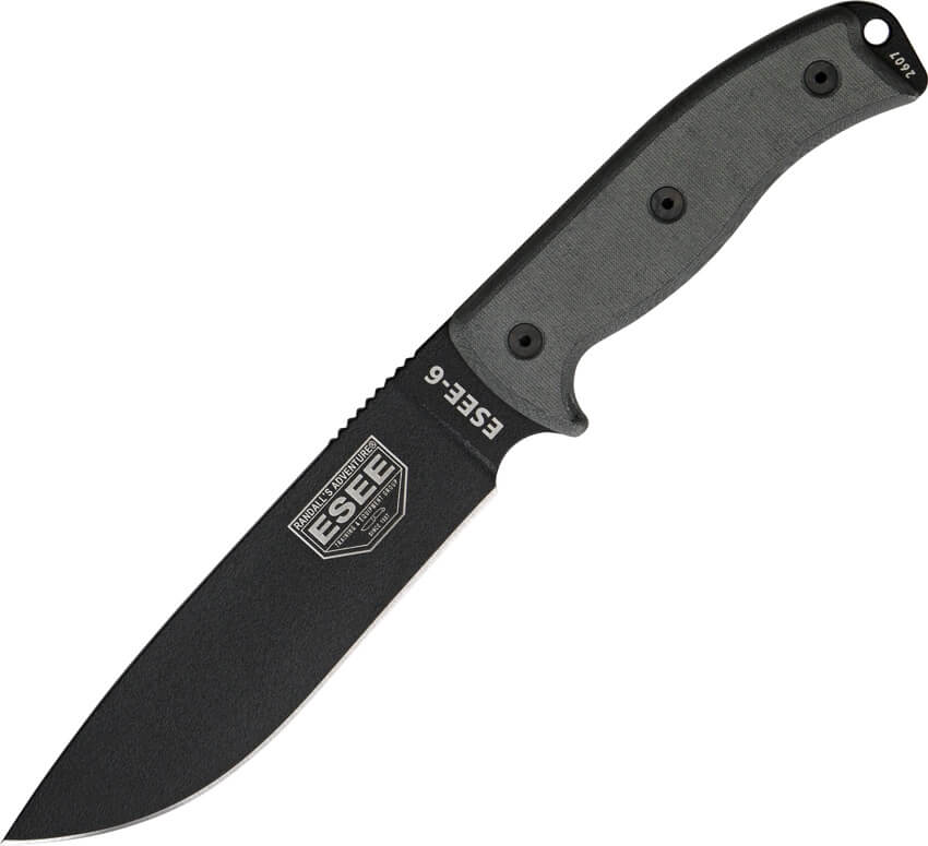 ESEE 6 mit glatter schwarzer Klinge und olivfarbenem Etui