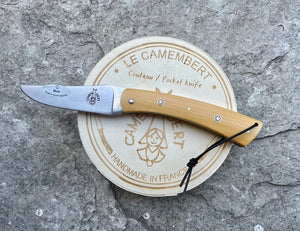 Regionales Messer Camembert Buchsbaum Mosaiknieten