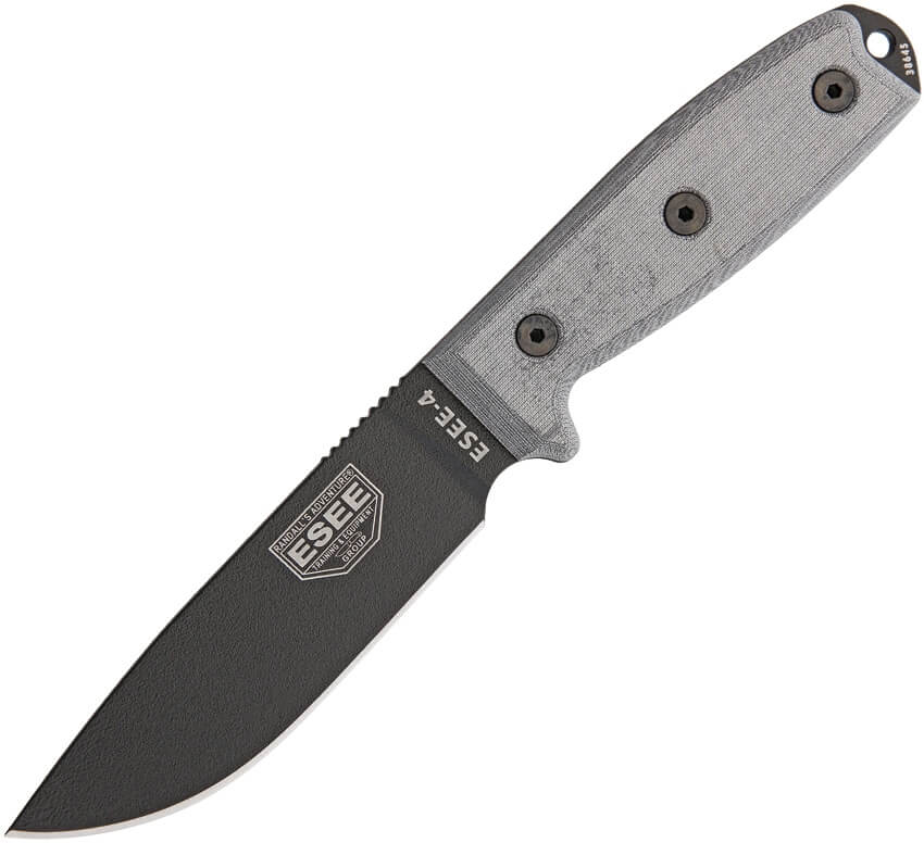 Survival-Messer ESEE 4 mit 1095-Klinge und schwarzem MOLLE-Etui