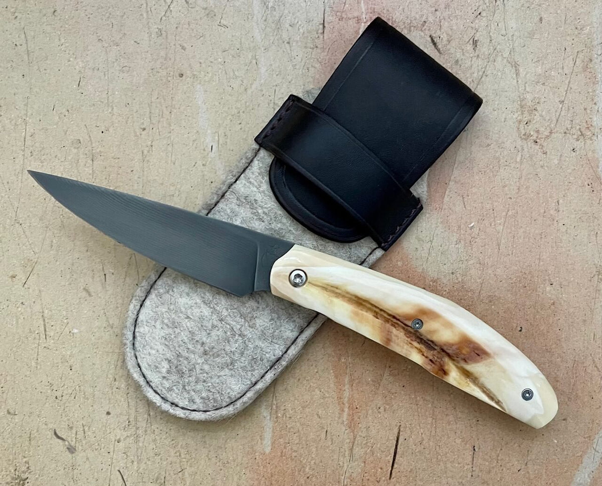 Folding knife Michel Grini Kalisse warthog Damascus