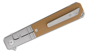 Karbon Flatline Framelock Tan G10 pocket knife, view 2