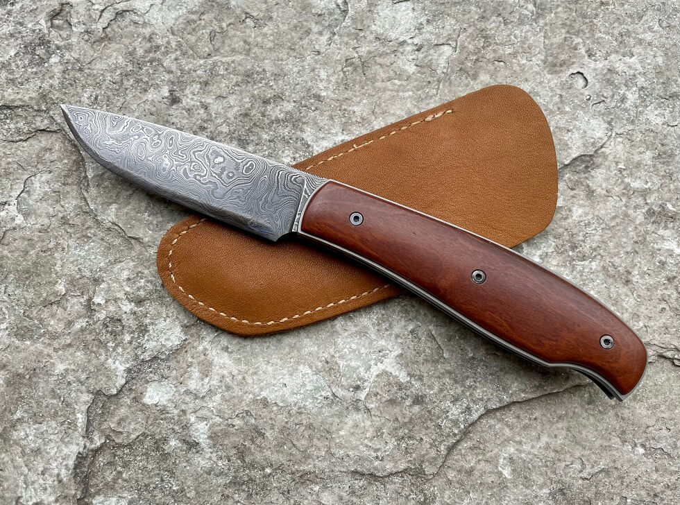 David Lespect artisan knife jujube wood Damascus