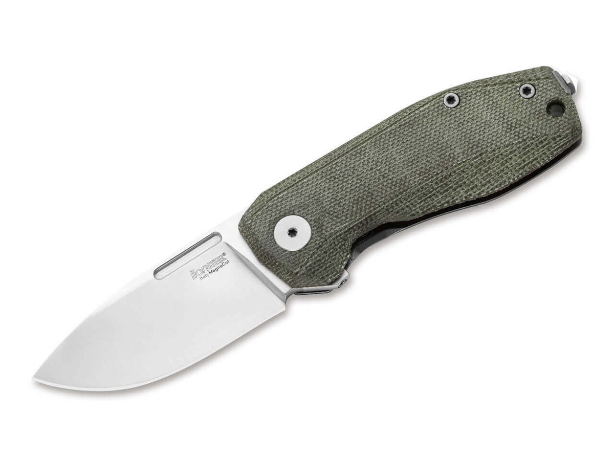 LionSteel Nano Titanium green micarta pocket knife