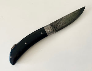 Artisan knife Jean-Pierre Veysseyre ebony Damascus, view 2
