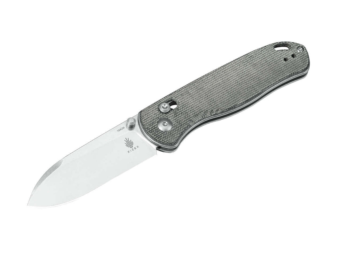 Kizer Drop Bear pocket knife, grey micarta