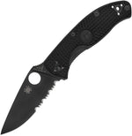 Spyderco Tenacious Black part-serrated folding knife