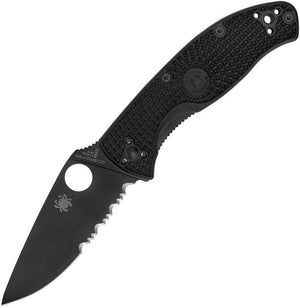 Spyderco Tenacious Black part-serrated folding knife