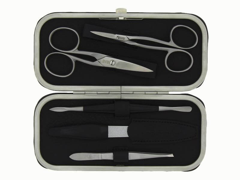 Dovo Maniküre-Etui schwarz, 6-teilig, Edelstahl
