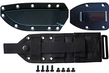 ESEE 4 survival knife, 1095 blade, black MOLLE sheath, view 2