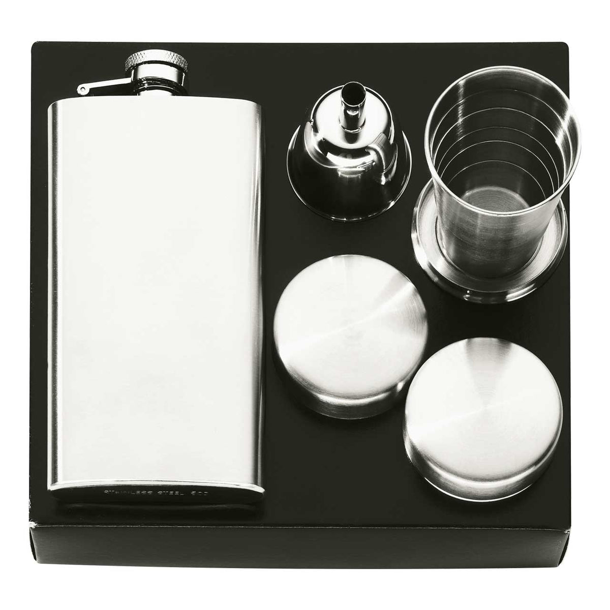 Gift set stainless steel hip flask 140 ml