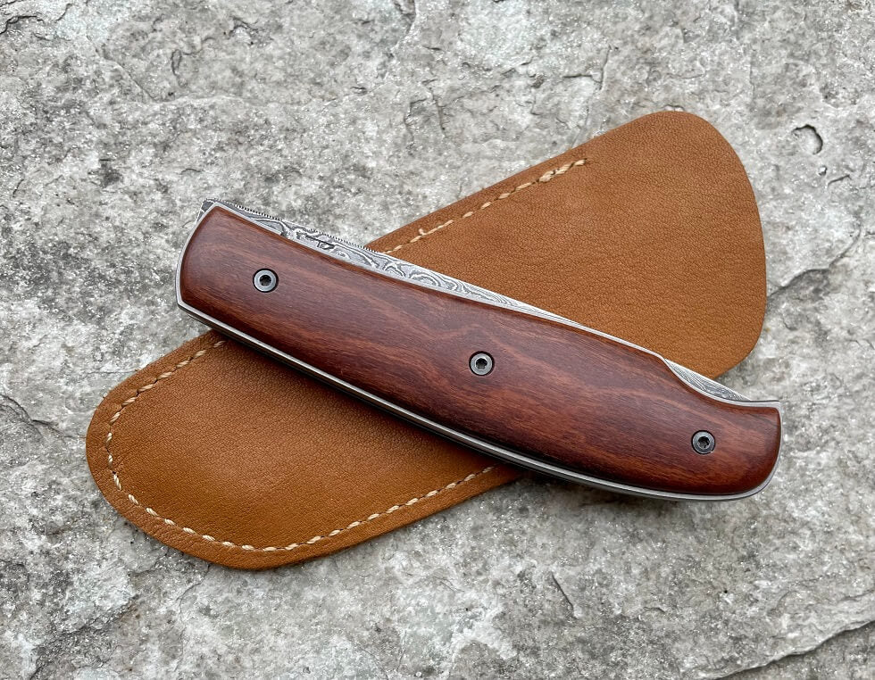 David Lespect artisan knife jujube wood Damascus, view 2