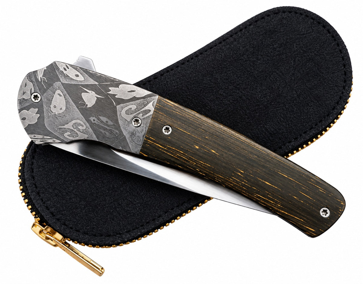 Couteau d'artisan Lourens Prinsloo damas mosaïque, vue 4