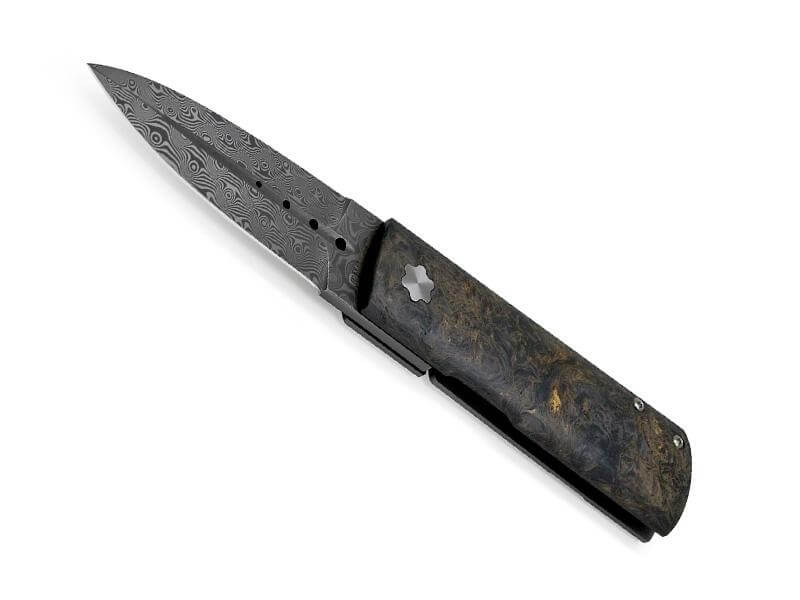 Couteau pliant Damas Maserin Daga carbone Damas, vue 2