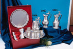 Geneva wine set in matt pewter, channe