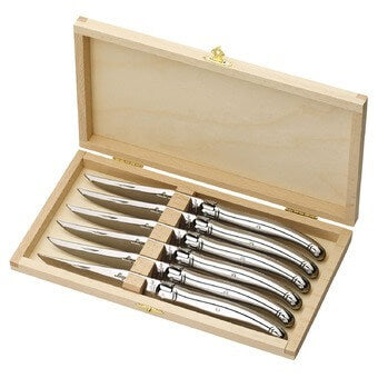 Laguiole 6 couteaux de table monobloc inox