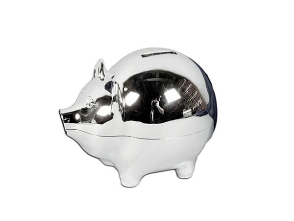 Sparschwein aus versilbertem Metall 861077