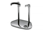 Chrome-plated stand for shaving brush and straight razor