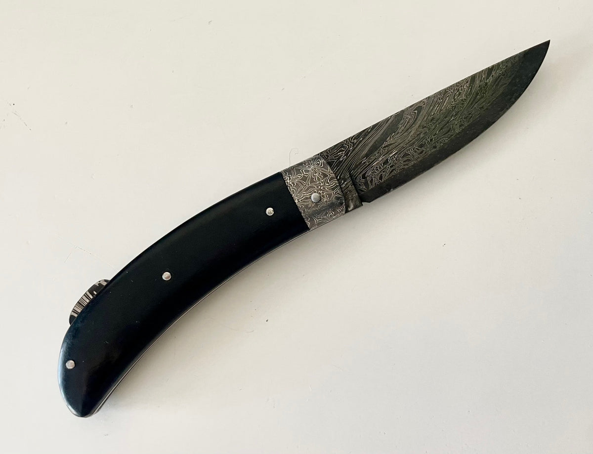 Couteau d'artisan Jean-Pierre Veysseyre ébène damas, vue 2